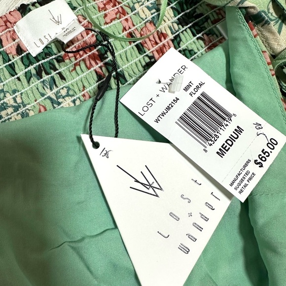 Lost + Wander Pink and Green Floral Cropped Camisole Size Medium - Picture 4 of 4